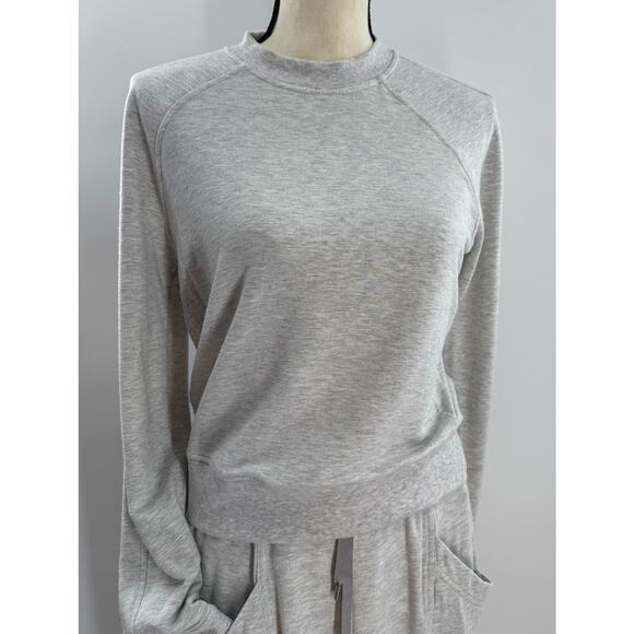 Lululemon 2 pc Set Warm Down Crew Top & Still Chill Jogger Pant Light Grey Small - Picture 3 of 11